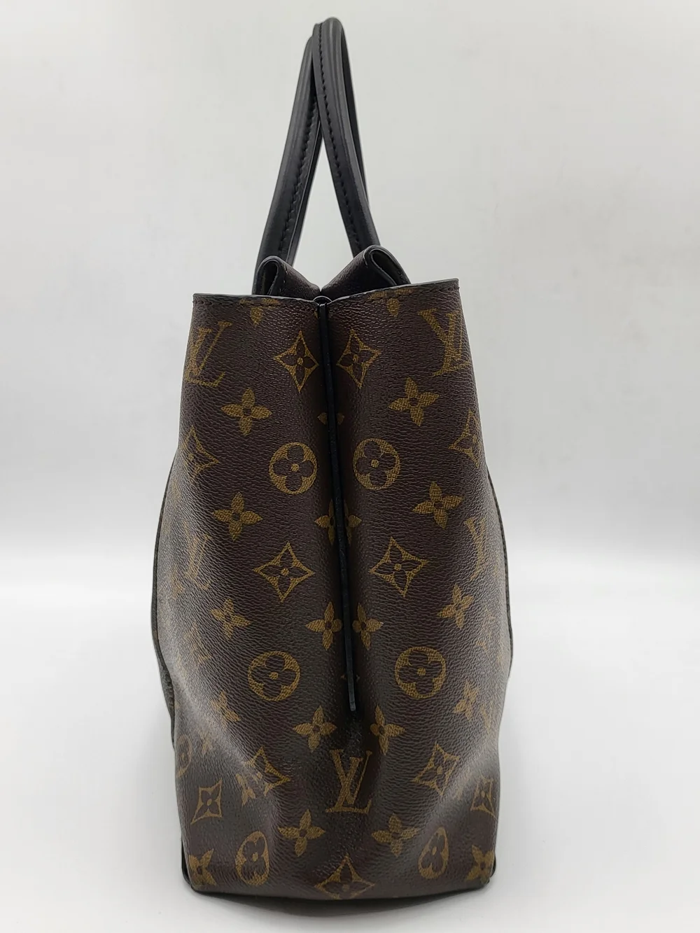 LOUIS VUITTON Veau Cachemire W Monogram Tote PM Chocolate, Auth w/COA....